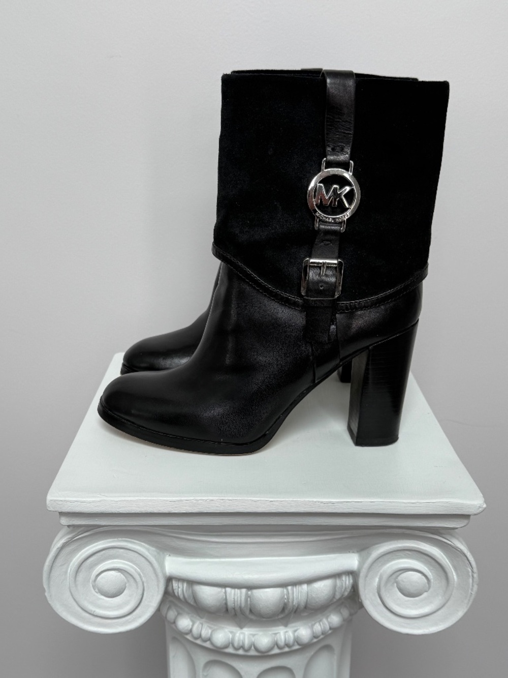 Michael Kors Fulton Harness Leather and Suede Boots